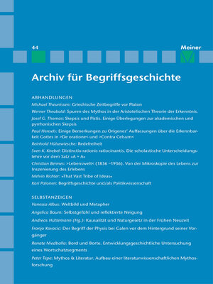 cover image of Archiv für Begriffsgeschichte. Band 44